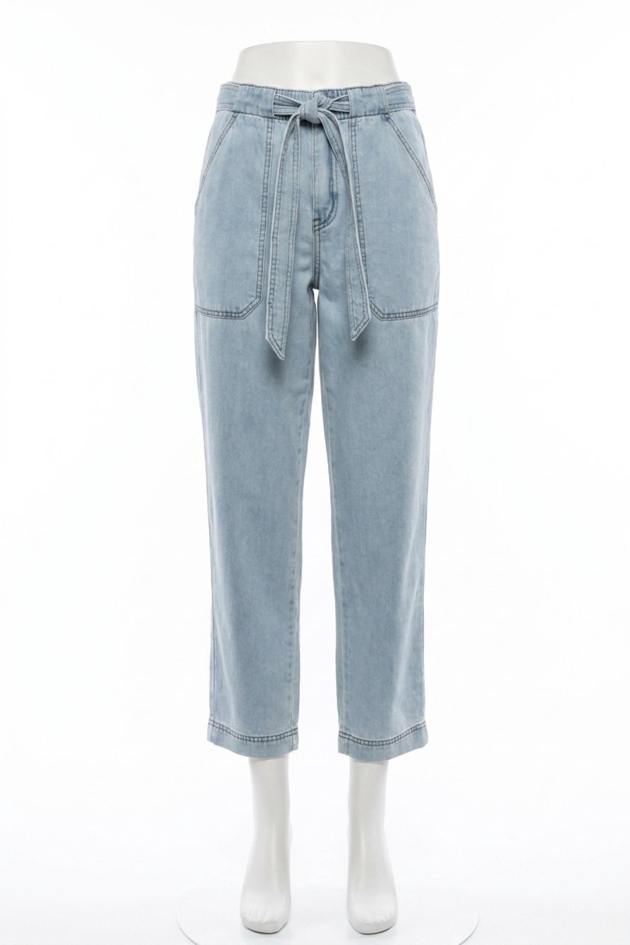 NEW LILLA P denim belted pant in light wash